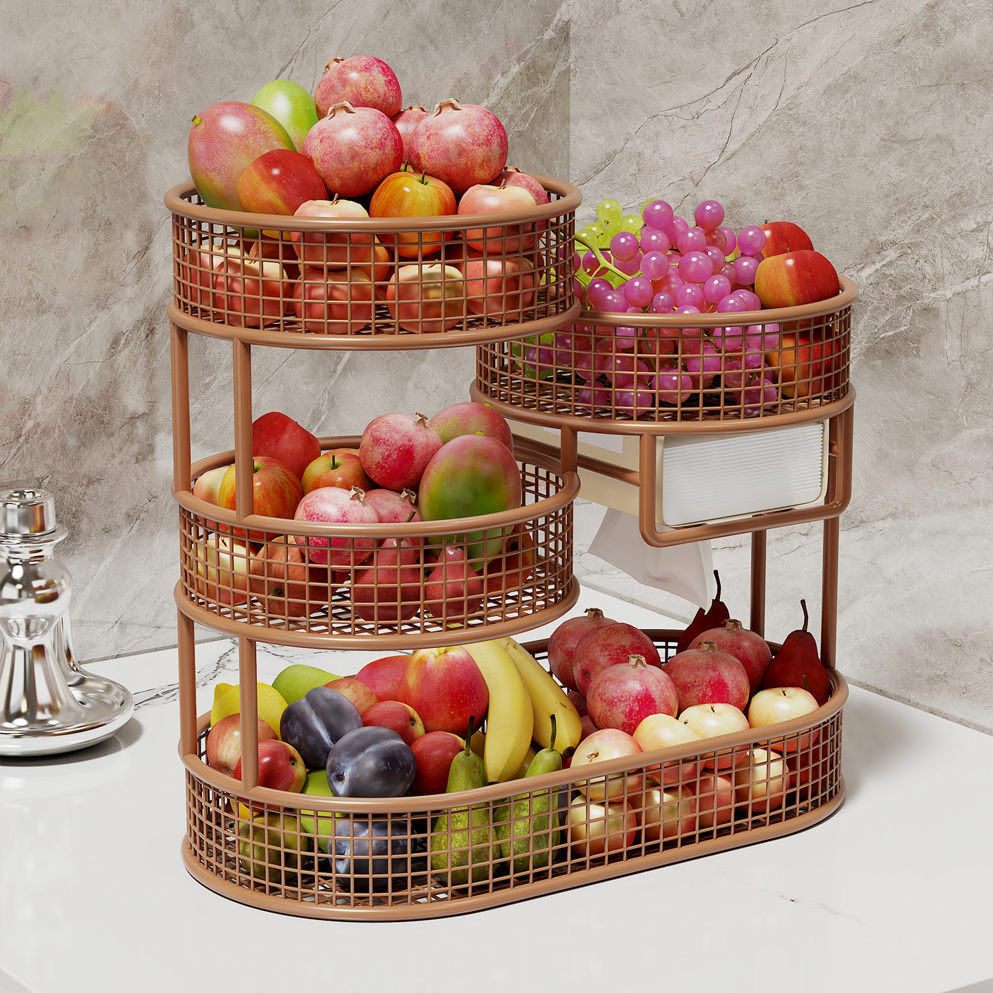 水果盘客厅茶几家用多层水果置物架中古风零食摆放盘果篮餐桌收纳,收纳整理,桌面收纳盒,淘宝优惠券,粉丝福利购,淘宝优惠卷