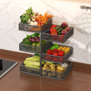 厨房放菜收纳筐家用台面菜篮子置物架多层水果蔬菜葱姜蒜收纳神器