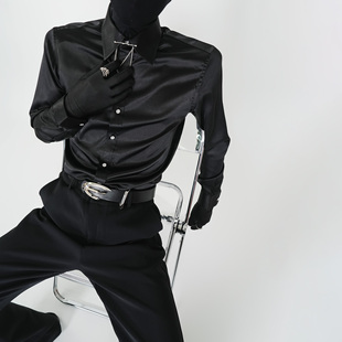 cleanfit高级绸缎亮面长袖 弹力修身 衬衫 款 夜店演出服衬衣 四季 VE2