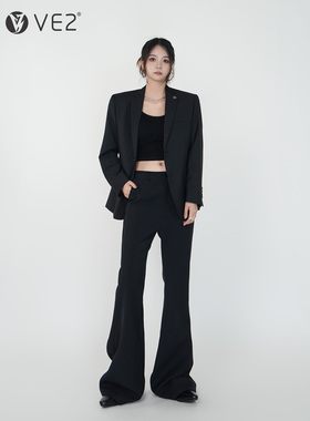 VE2 金属领针黑色西服外套男2025新款女小个子休闲宽松西装上衣