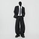 VE2 cleanfit黑色高级直角肩垫肩西服外套男廓形免烫四季 伴郎西装