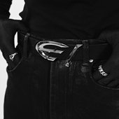 VE2 高级感先锋防锈金属真皮皮带男女小众设计感腰带潮流百搭腰封