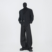 衬衫 VE2 cleanfit设计感假两件纯色长袖 男小众日系外套百搭衬衣潮