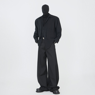 男小众日系外套百搭衬衣潮 衬衫 VE2 cleanfit设计感假两件纯色长袖