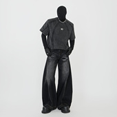 T恤男高级金属LOGO肌理感半袖 VE2 结构重磅复古水洗做旧短袖 上衣