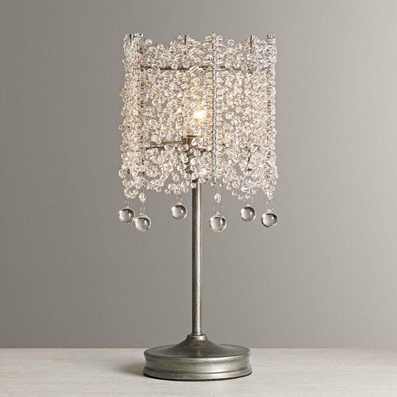 美式台灯小奢华大气法式复古银装饰婚房公主卧室温馨床头灯水晶台