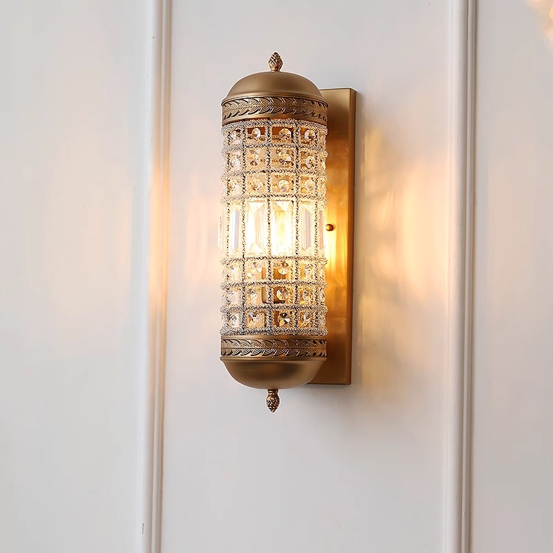 复古长条壁灯卧室床头灯美式装饰高档水晶过道走廊酒店商用墙壁灯