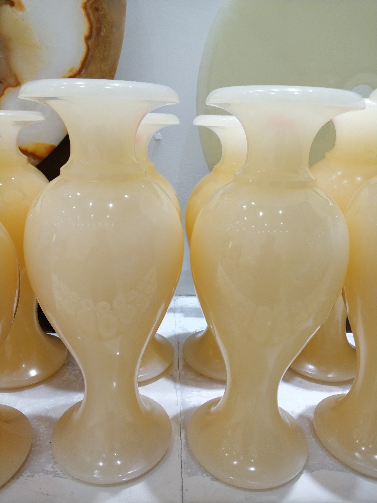 天然黄玉花瓶摆件家居客厅招财玉石花瓶摆设办公室酒店开业送礼品