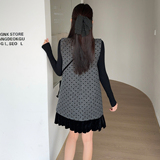 （有现货）两件套丝绒拼接波点背心连衣裙直筒秋冬B280-P155-K205，女装连衣裙，浙宝280