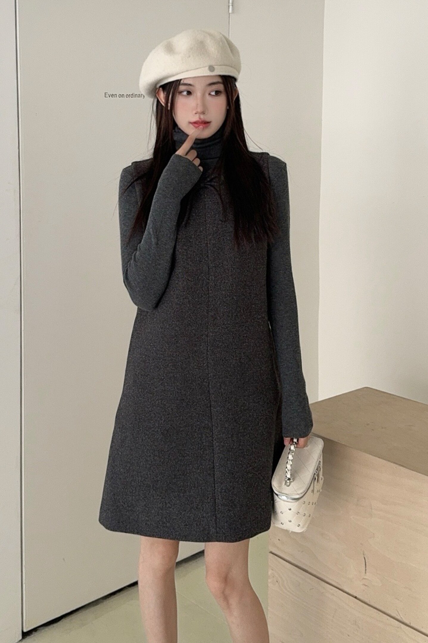 两件套蝴蝶结套装背心连衣裙显瘦针织尼料直筒裙B280-P155-205,女装连衣裙,浙宝280