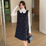 (有现货)两件套小香风毛呢两件套爱心A背心连衣裙B280-P165-K205，女装连衣裙，浙宝280