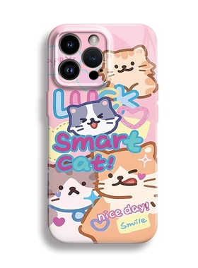 适用iPhone17Promax幸运喵团华为Mate80Promax元气Pura70Pro可爱风Nova15Pro软壳精孔全包菲林手机壳苹果华为