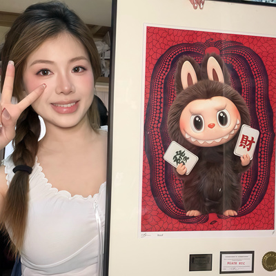 deathnyc新品爆款labubu拉布布草间弥生联名玄关电表箱装饰画挂画