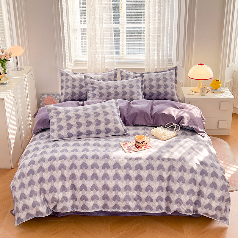 北欧风床上四件套全棉简约床单被套1.5学生宿舍三件套