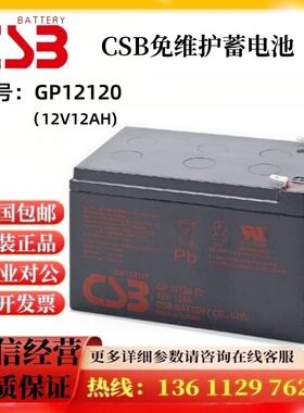 CSB GP12120  12V12AH 进口电池 用于UPS电源内置电池仪器监控
