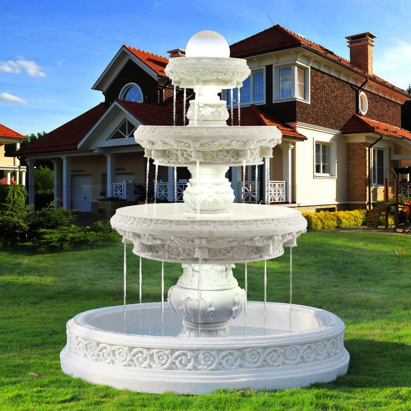 大型欧式别墅流水喷泉鱼池摆件室内室外庭院园林喷泉公司开业礼品
