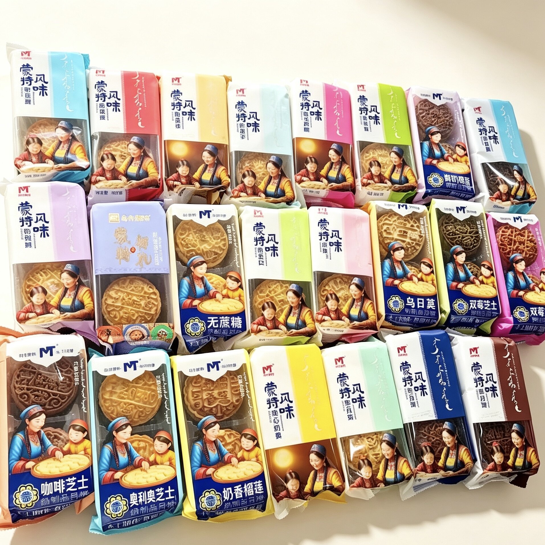 内蒙古特产乌丹蒙特奶皮子奶豆腐芝士拉丝月饼360克4块装冷冻保存