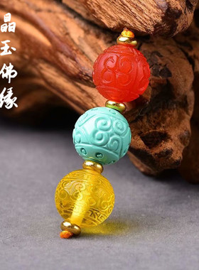 南红原矿蜜蜡绿松石小金刚腰珠