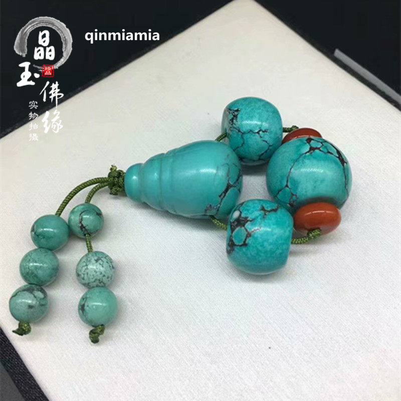 湖北天然原矿绿松石散珠三通佛头桶珠套餐高瓷高绿无优化套装配饰