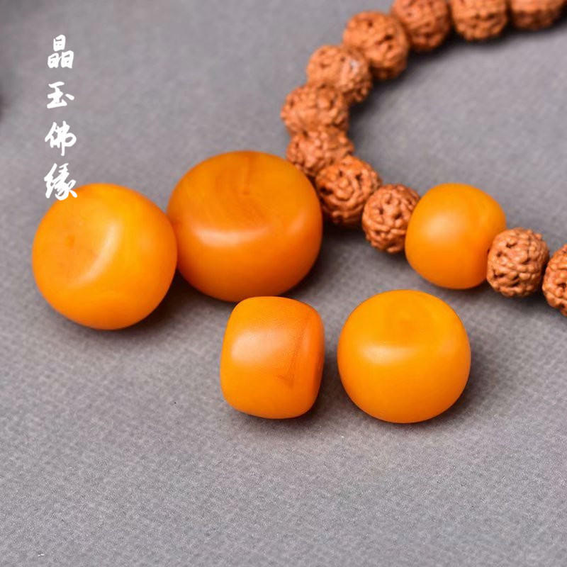 原矿老蜜蜡墩子饼子苹果珠隔珠车轮珠天然鼓珠小吊坠纯配饰品顶珠