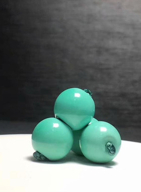 湖北十堰原矿高瓷绿松石苹果散珠diy饰品配件圆锁骨配珠星月金刚