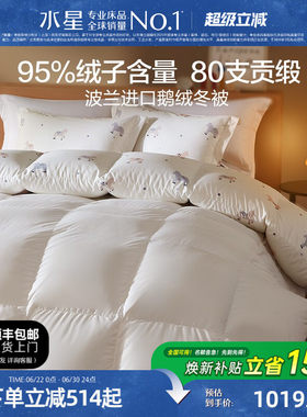水星家纺儿童进口白鹅绒抗菌冬被