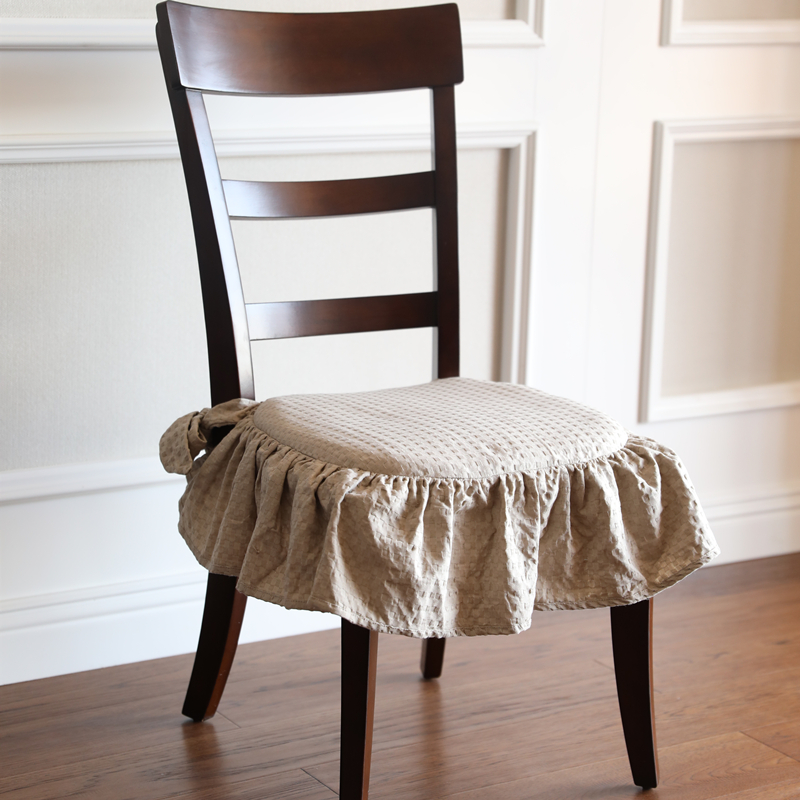 美式欧式餐椅垫亚麻纯棉加厚椅子套公主裙摆椅子坐垫可拆洗椅子垫