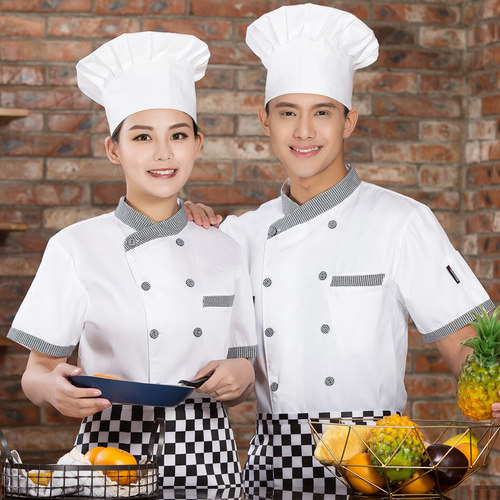 厨师工作服男女短袖夏季薄款透气吸汗后厨厨房西餐烘焙面点厨师服
