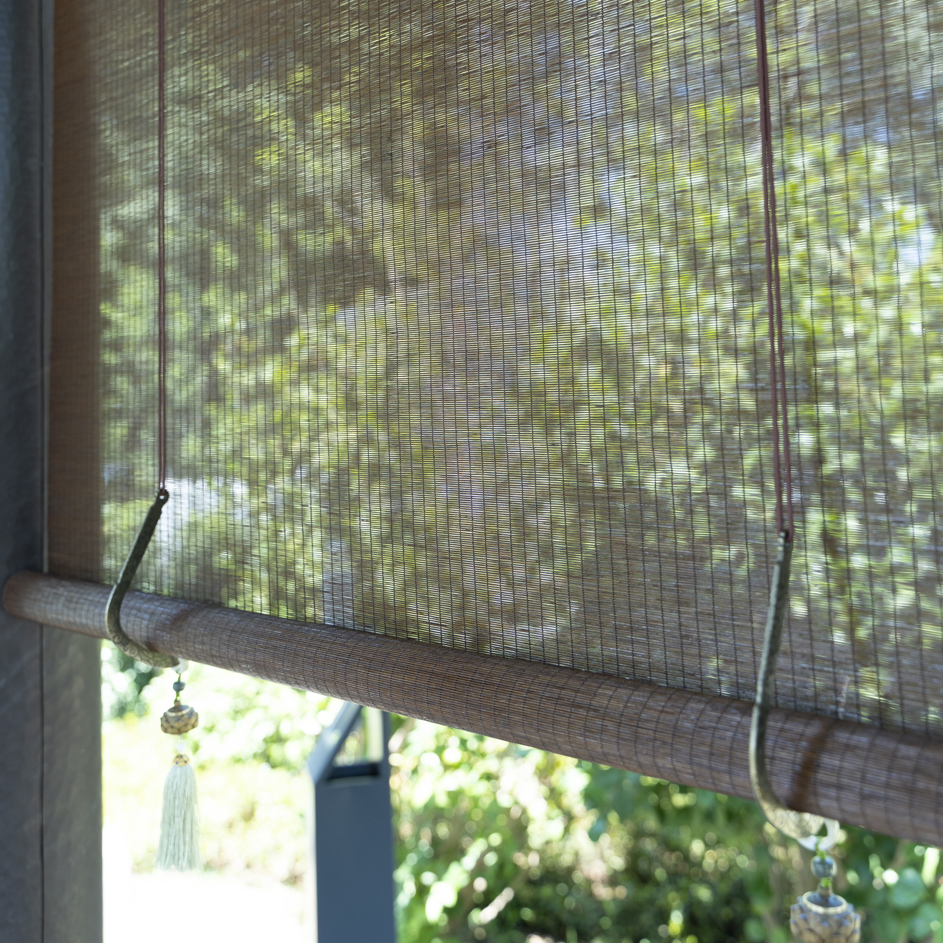 高端细丝竹帘新中式茶室遮阳卷帘