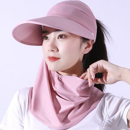 防晒帽女夏季遮脸面罩面纱骑车电动车户外太阳帽防紫外线遮阳帽子