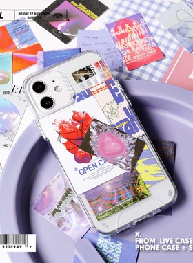 LIVECASE创意DIY贴纸透明苹果12手机壳适用IPhone11Pro Max全包软