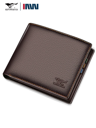 Septwolves, короткий бумажник, кожаный кошелек, из натуральной кожи