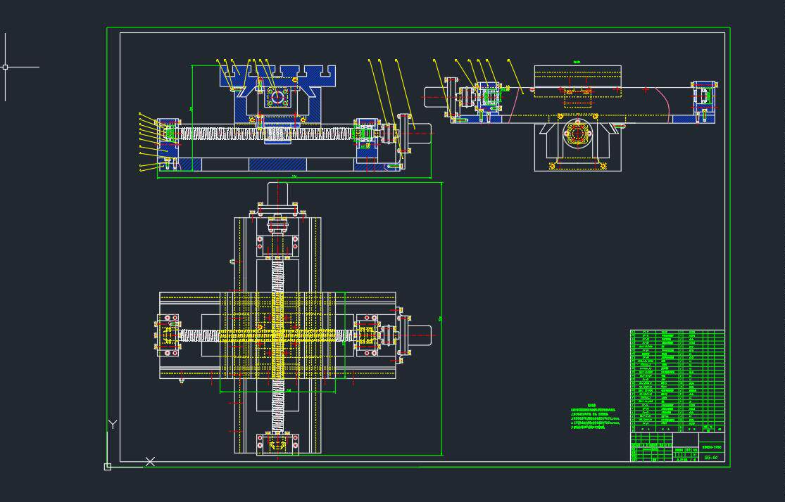 数控二维XY工作台设计2D图机械CAD+说明图纸