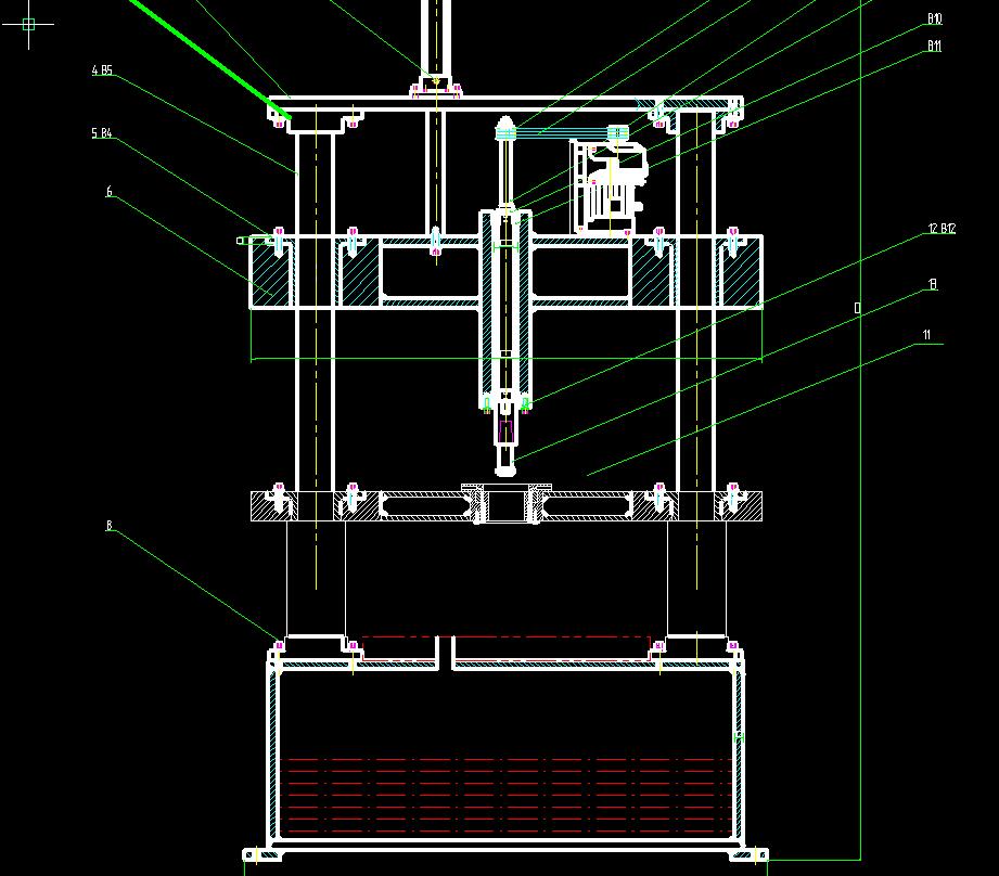 珩磨机总体结构设计2d图机械cad素材