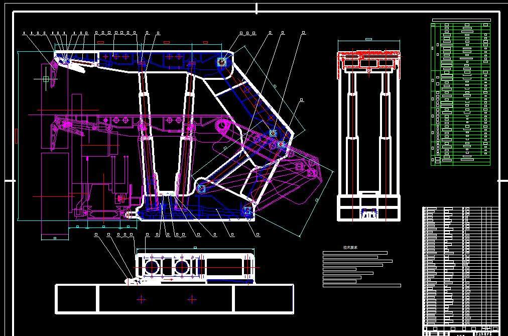矿用液压支架结构设计2d图机械cad素材