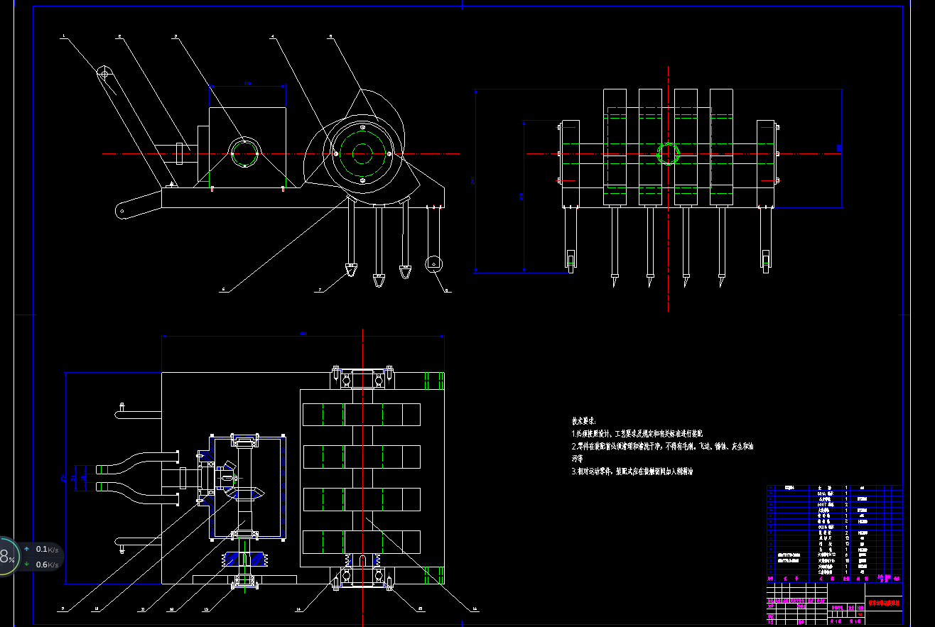 牧草切根机的设计2d图机械素材