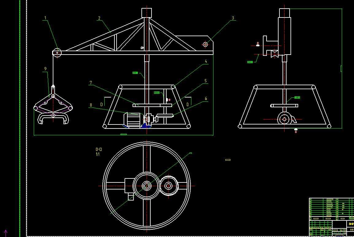 起重夹钳设备的总体设计2d图机械cad素材