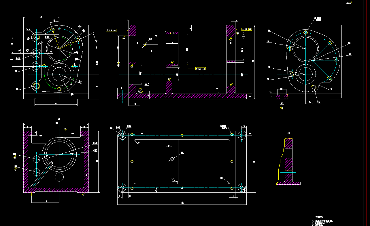 变速箱体加工工艺及夹具设计2D图机械CAD素材