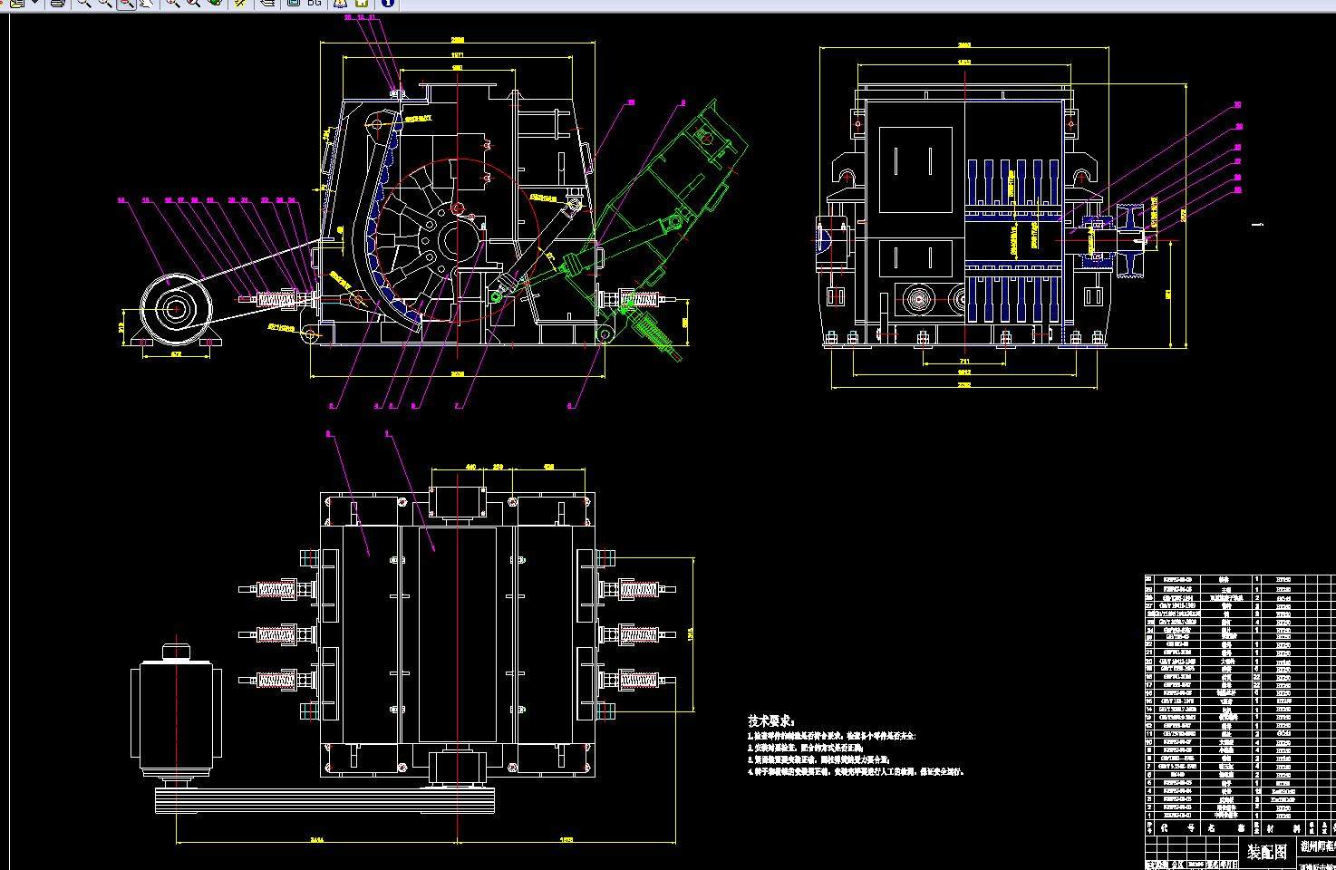 锤式破碎机的设计2d图机械cad 说明素材