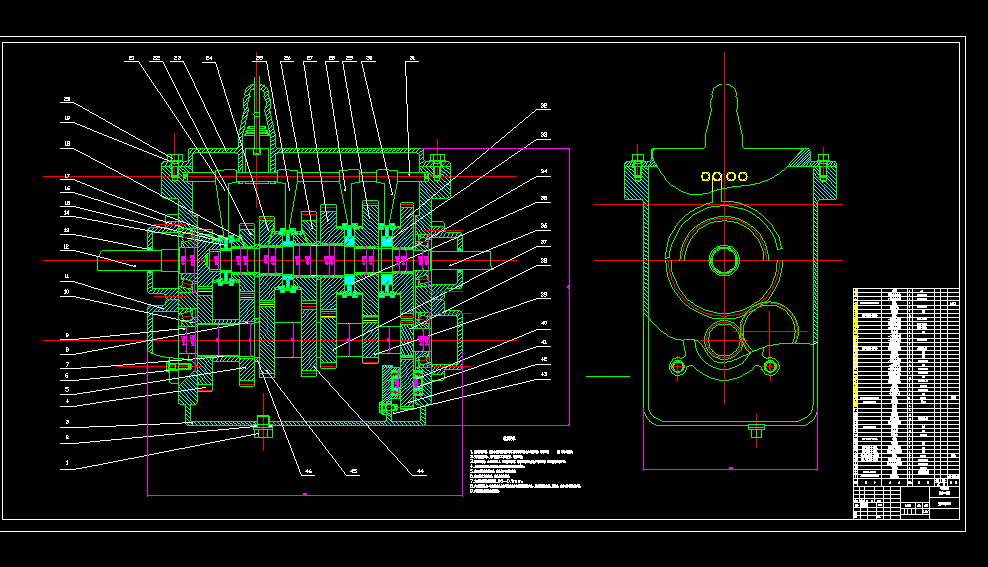 06档手动变速箱器设计2d图机械cad素材