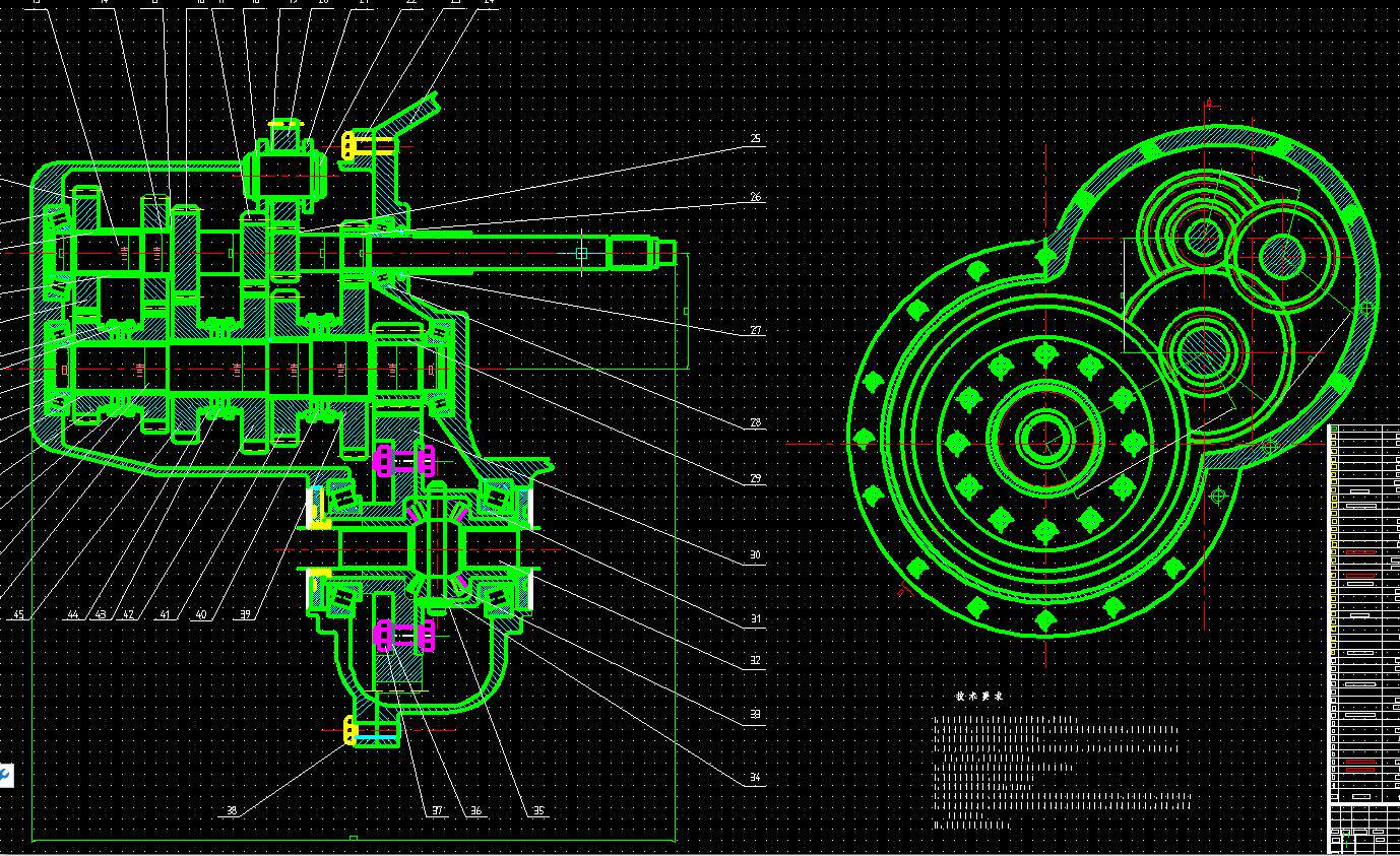 二轴式两轴式五档变速器设计2d图机械cad素材