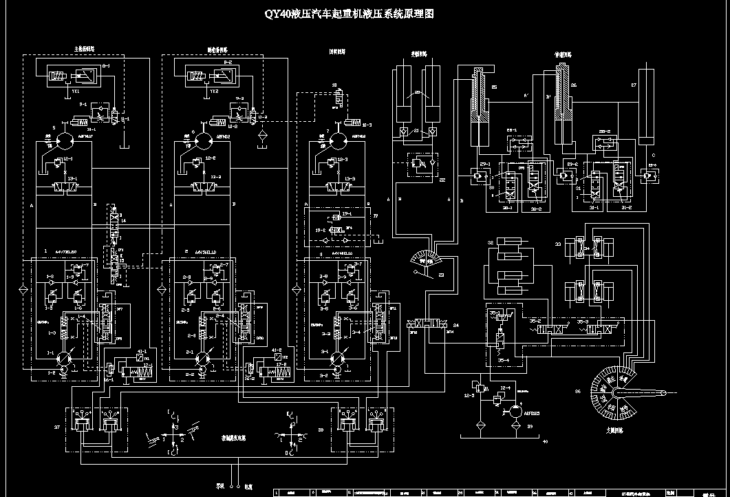 QY40型汽车起重机液压系统的设计2D图机械CAD图纸