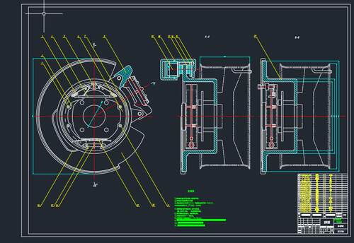 盘鼓一体式制动器设计2D图机械CAD+说明素材