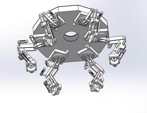 六足机器人的设计含三维含二维2D图机械CAD+说明素材