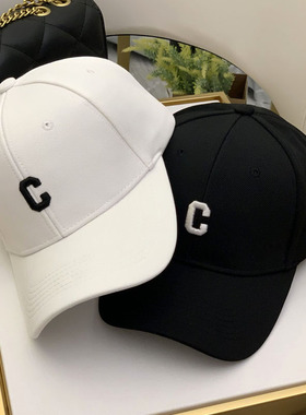 刺绣字母C帽子男春秋棒球帽女ins韩版潮鸭舌帽显脸小时尚遮阳帽夏