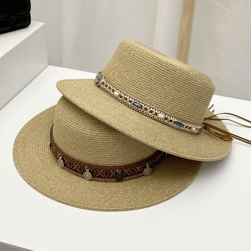新款民族风防晒帽子女户外出游沙滩遮阳礼帽折叠英伦风爵士草帽夏