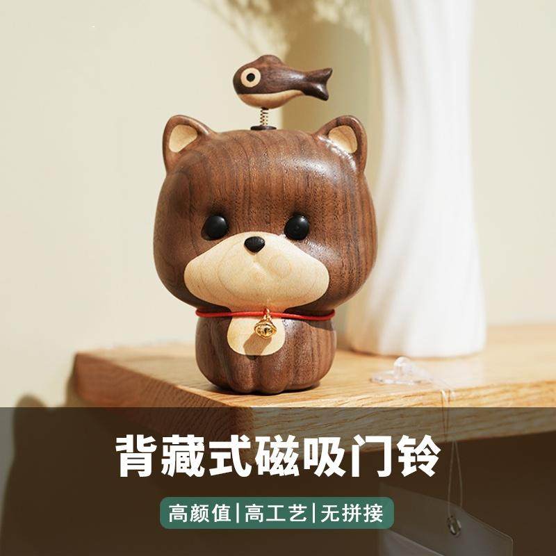 物乡猫咪门铃治愈可爱入户风铃吸门式纯铜铃铛店铺开门提醒进门
