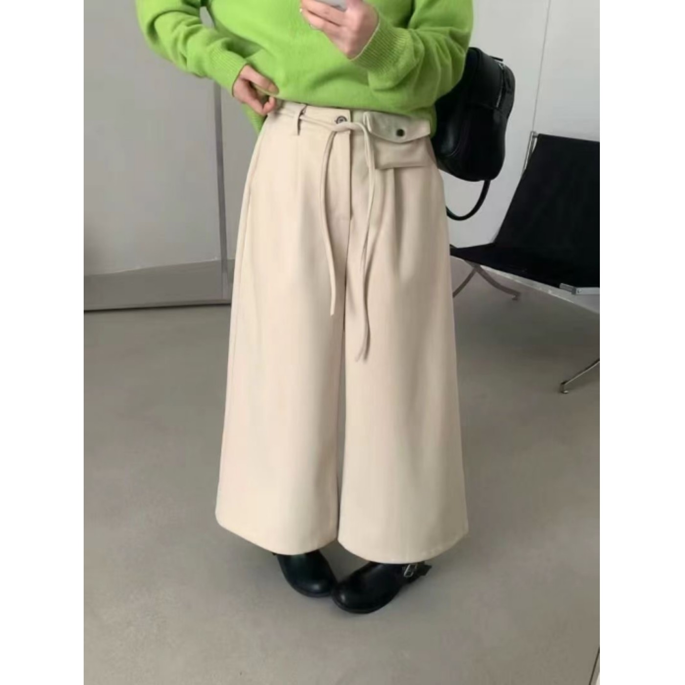 YOULI尤梨韩系复古垂感显瘦高腰阔腿裤女宽松休闲加厚呢子裤,女装/女士精品,休闲裤,淘宝优惠券,粉丝福利购,淘宝优惠卷