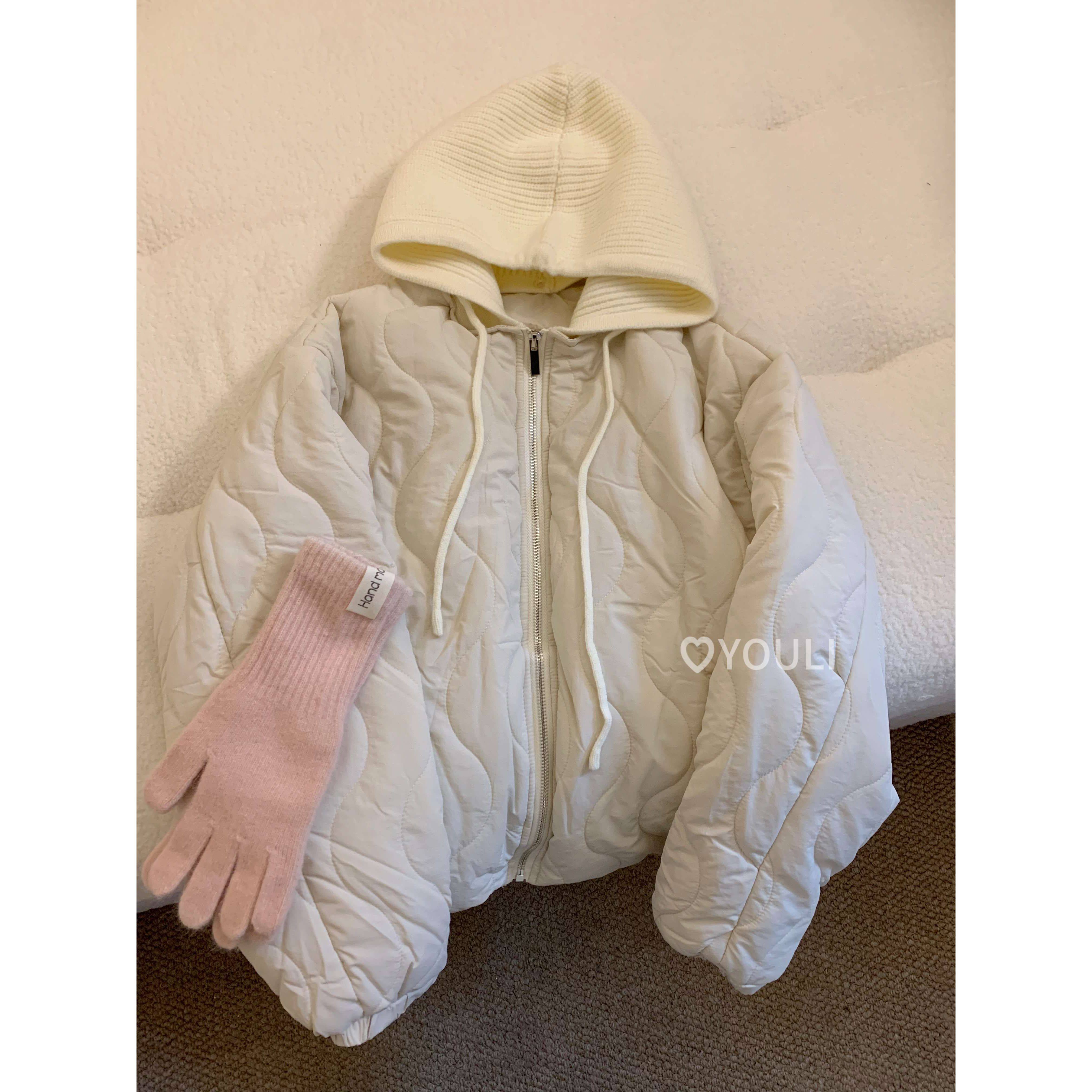 YOULI尤梨韩系加厚保暖棉服秋冬宽松百搭系带棉衣外套可拆卸帽子,女装/女士精品,短外套,淘宝优惠券,粉丝福利购,淘宝优惠卷