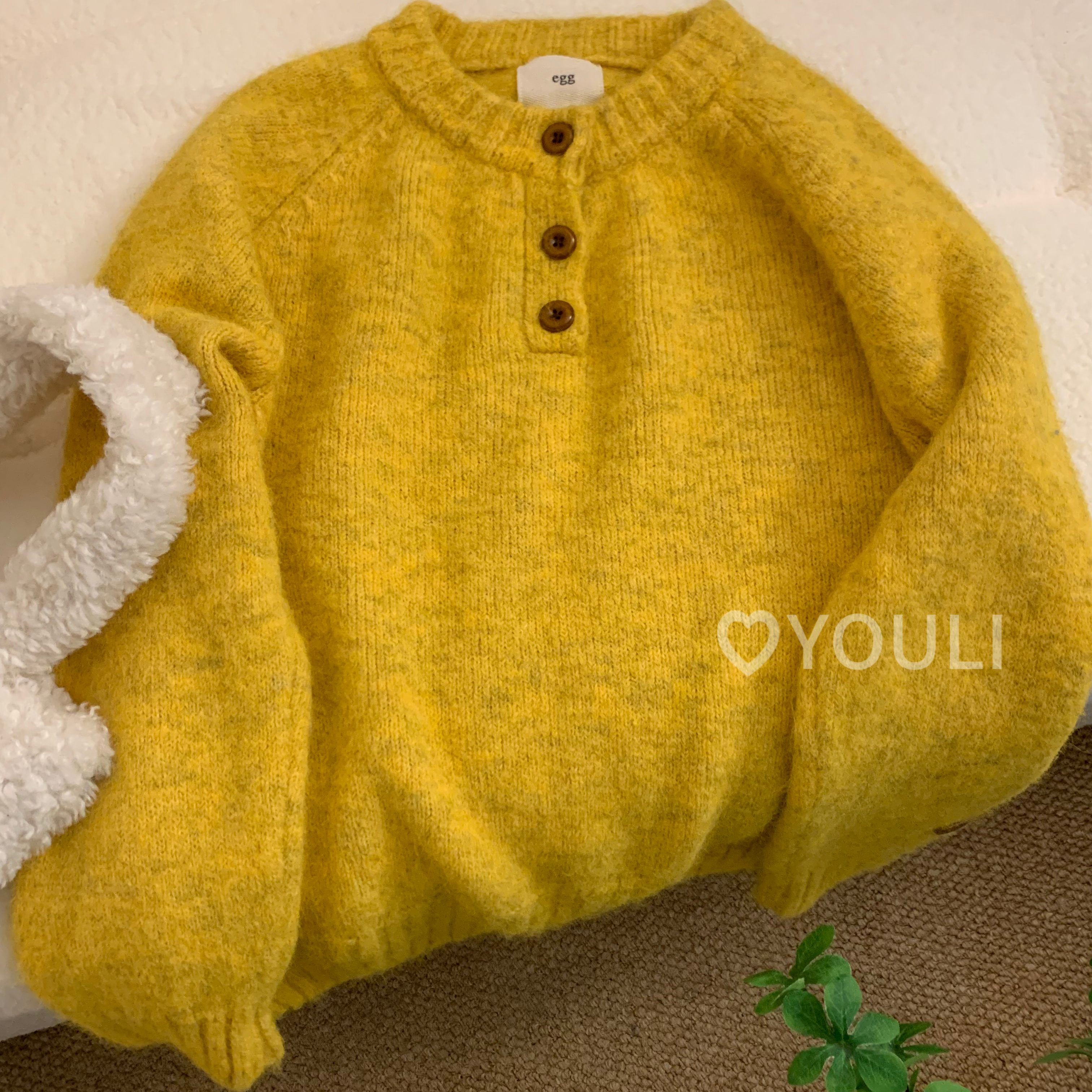 YOULI尤梨韩系复古设计感针织衫女宽松慵懒风秋冬季毛衣